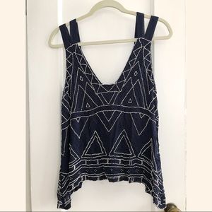 Parker Navy and White Beaded Tank Top